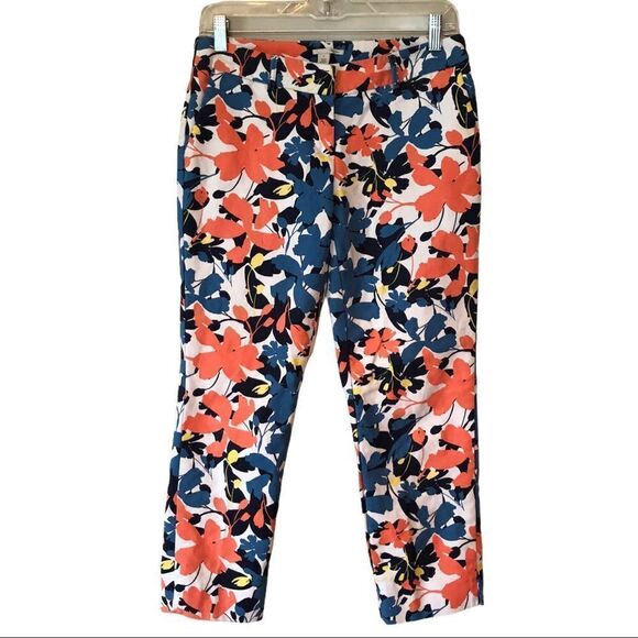 HALOGEN Crop Stretch Cotton Pants in‎ Floral NWOT - Picture 1 of 6